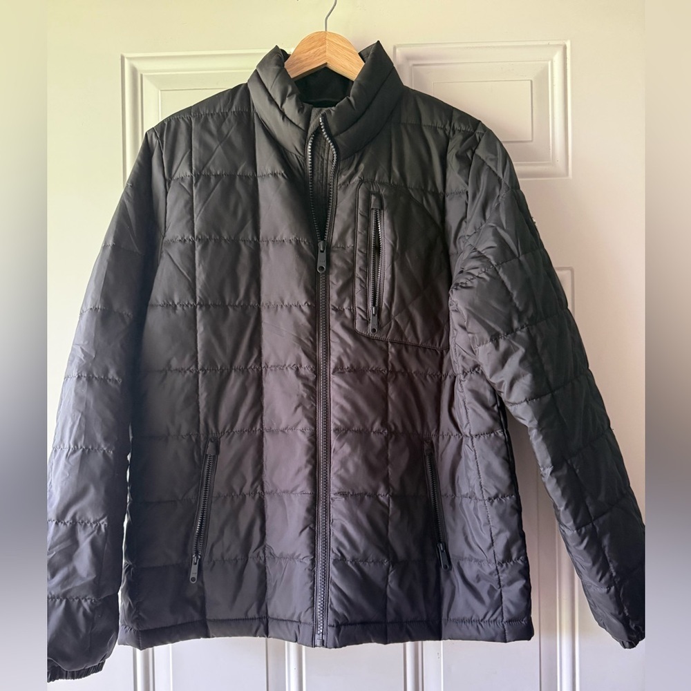 Abercrombie Kids Black Quilted Full Zip Jacket Water and Wind Resistant